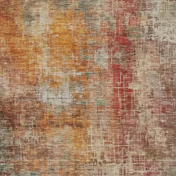 10' X 14' Tan Copper And Terra Cotta Abstract Washable Indoor Outdoor Area Rug
