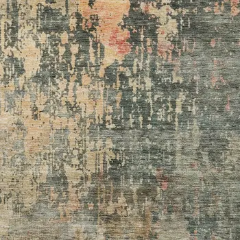 8' X 10' Sage Gray And Pink Abstract Washable Indoor Outdoor Area Rug