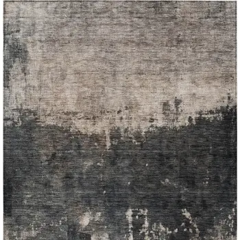 9' X 12' Taupe And Charcoal Abstract Washable Indoor Outdoor Area Rug