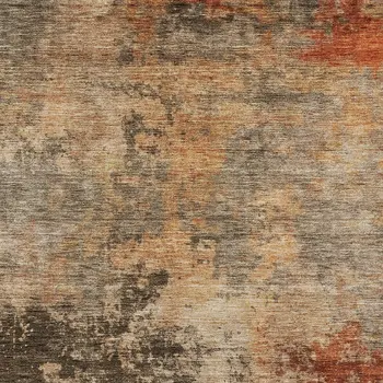 8' X 10' Khaki Brown And Copper Abstract Washable Indoor Outdoor Area Rug