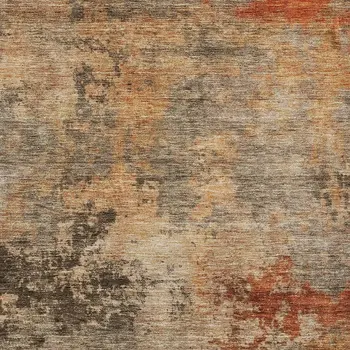10' X 14' Khaki Brown And Copper Abstract Washable Indoor Outdoor Area Rug