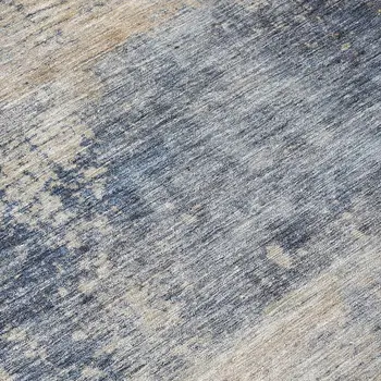8' Denim Blue And Tan Round Abstract Washable Indoor Outdoor Area Rug