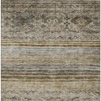 3' X 5' Brown Tan And Black Floral Washable Indoor Outdoor Area Rug