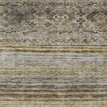 3' X 5' Brown Tan And Black Floral Washable Indoor Outdoor Area Rug