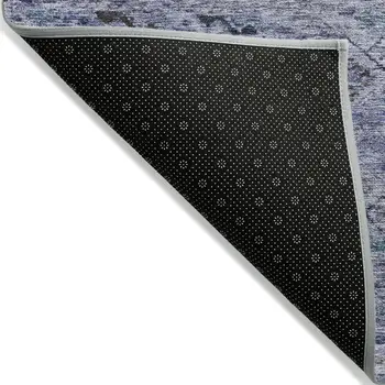 3' X 5' Blue Aqua And Charcoal Floral Washable Indoor Outdoor Area Rug