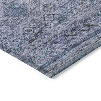 3' X 5' Blue Aqua And Charcoal Floral Washable Indoor Outdoor Area Rug