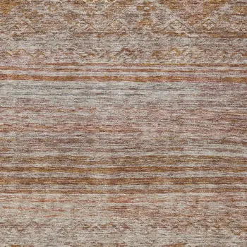 3' X 5' Copper Tan And Beige Floral Washable Indoor Outdoor Area Rug