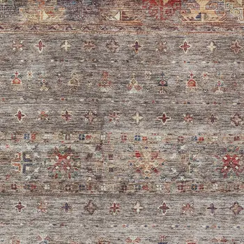 5' X 8' Gray Tan And Terra Cotta Floral Washable Indoor Outdoor Area Rug