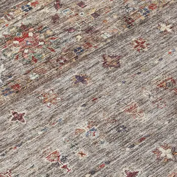 5' X 8' Gray Tan And Terra Cotta Floral Washable Indoor Outdoor Area Rug