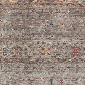 10' X 14' Gray Tan And Terra Cotta Floral Washable Indoor Outdoor Area Rug