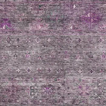 8' X 10' Purple And Gray Floral Washable Indoor Outdoor Area Rug