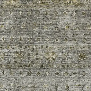 3' X 5' Pewter And Gray Floral Washable Indoor Outdoor Area Rug