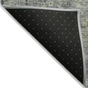 9' X 12' Sage And Gray Floral Washable Indoor Outdoor Area Rug