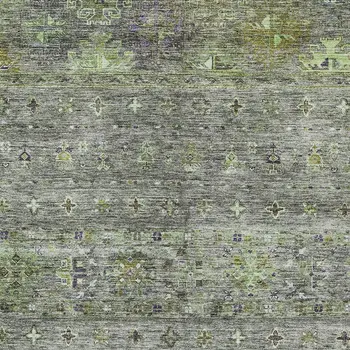 10' X 14' Sage And Gray Floral Washable Indoor Outdoor Area Rug