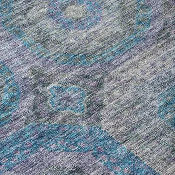 8' X 10' Blue And Gray Geometric Washable Indoor Outdoor Area Rug