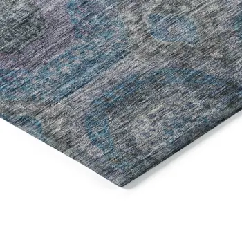 10' X 14' Blue And Gray Geometric Washable Indoor Outdoor Area Rug