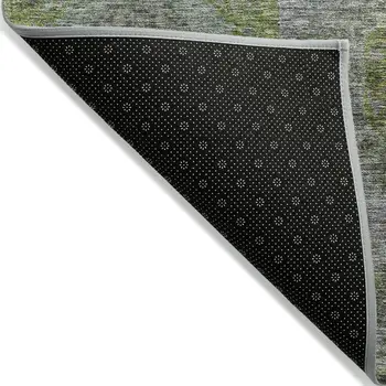 9' X 12' Olive Green And Gray Geometric Washable Indoor Outdoor Area Rug