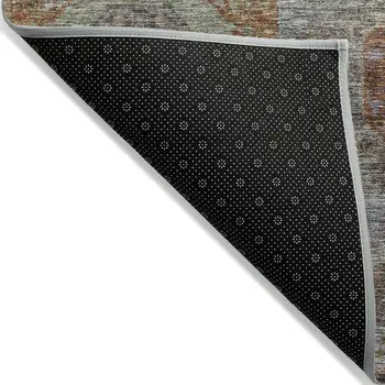 3' X 5' Copper Green And Gray Geometric Washable Indoor Outdoor Area Rug