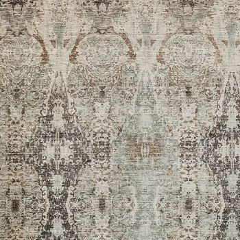 10' X 14' Linen Black And Brown Floral Washable Indoor Outdoor Area Rug