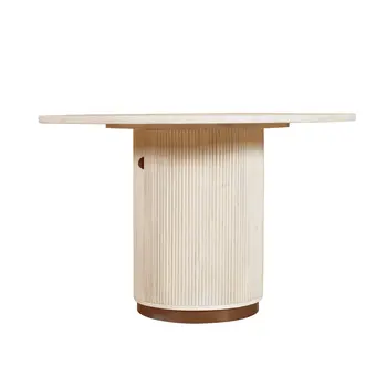 48" White Solid Wood Pedestal Base Round Top Dining Table