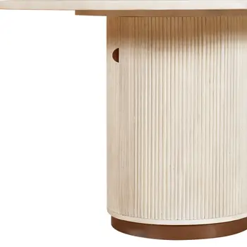 48" White Solid Wood Pedestal Base Round Top Dining Table