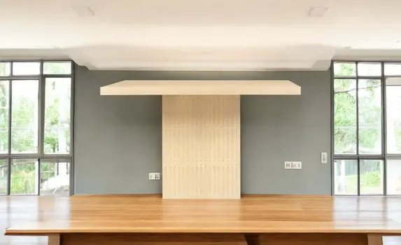60" Natural Solid Wood Pedestal Base Square Dining Table