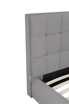 Gray Tufted Linen Blend Upholstered Queen Bed Frame