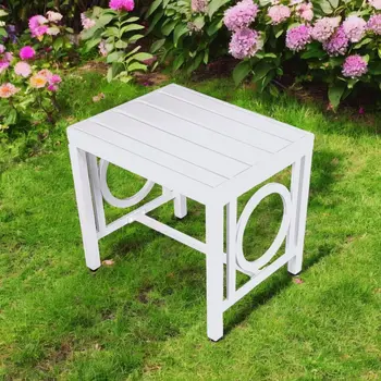 16" White Aluminum Outdoor Side Table