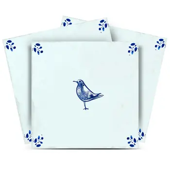 8" x 8" Blue Vinyl Arabesque Peel And Stick Removable Tiles