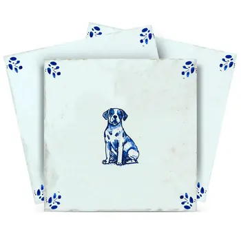 12" x 12" Blue Vinyl Arabesque Peel And Stick Removable Tiles