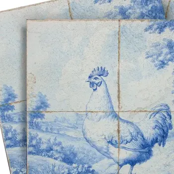 7" x 7" Blue Vinyl Arabesque Peel And Stick Removable Tiles