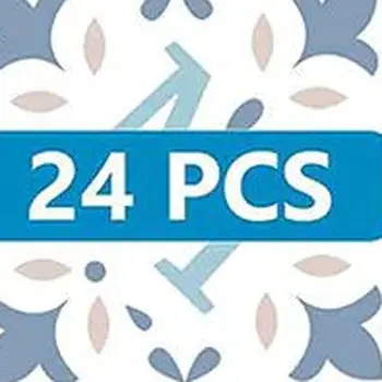 4" x 4" Blue Vinyl Arabesque Peel And Stick Removable Tiles