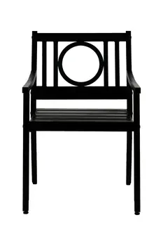 24" Black Steel Geo Back Outdoor Arm Chair