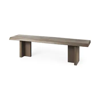 70" Brown Solid Wood Live Edge Bench