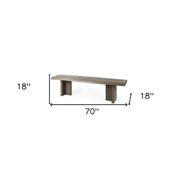 70" Brown Solid Wood Live Edge Bench