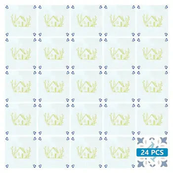 4" x 4" Yellow Vinyl Arabesque Peel And Stick Removable Tiles