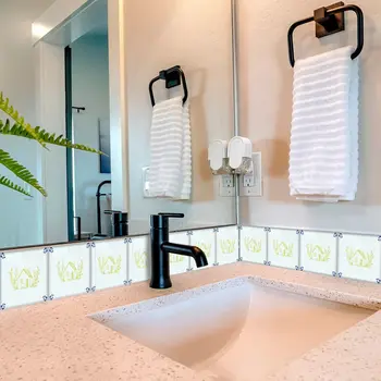 6" x 6" Yellow Vinyl Arabesque Peel And Stick Removable Tiles