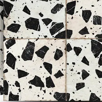 5" x 5" Black Vinyl Arabesque Peel And Stick Removable Tiles