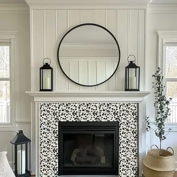 6" x 6" Black Vinyl Arabesque Peel And Stick Removable Tiles