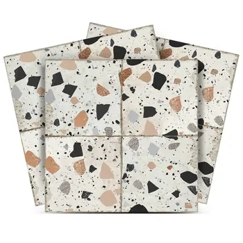 4" x 4" Beige Vinyl Arabesque Peel And Stick Removable Tiles