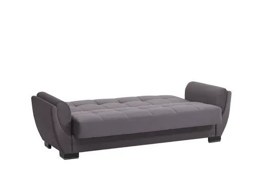 93" Gray Microfiber Convertible Futon Sleeper Sofa And Toss Pillows With Storage