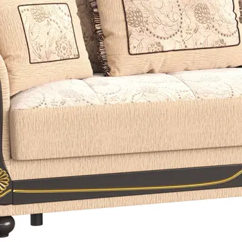 95" Beige Chenille Convertible Futon Sleeper Sofa And Toss Pillows With Storage
