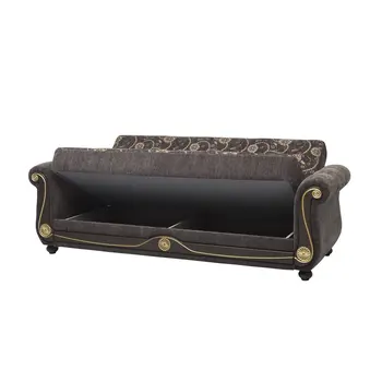 95" Gray Chenille Convertible Futon Sleeper Sofa And Toss Pillows With Storage