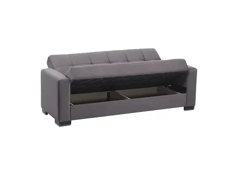 87" Gray Microfiber Convertible Futon Sleeper Sofa And Toss Pillows With Storage