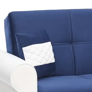 89" Sky Blue Polyester Convertible Futon Sleeper Sofa And Toss Pillows With Storage