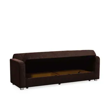 87" Dark Brown Chenille Convertible Futon Sleeper Sofa And Toss Pillows With Storage