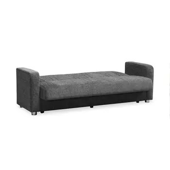 87" Gray Chenille Convertible Futon Sleeper Sofa And Toss Pillows With Storage