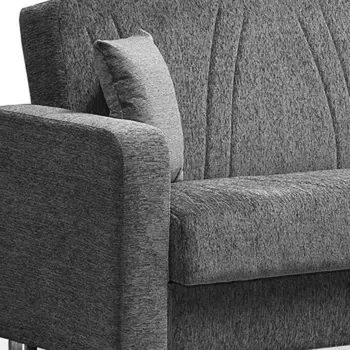 87" Gray Chenille Convertible Futon Sleeper Sofa And Toss Pillows With Storage