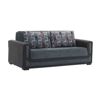 78" Gray Chenille Convertible Futon Sleeper Sofa And Toss Pillows With Storage