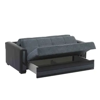 78" Gray Chenille Convertible Futon Sleeper Sofa And Toss Pillows With Storage
